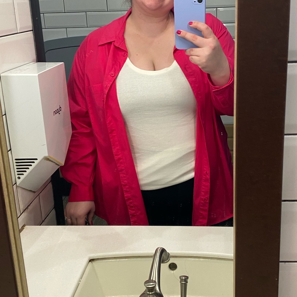 Ava & Viv hot pink boyfriend button up